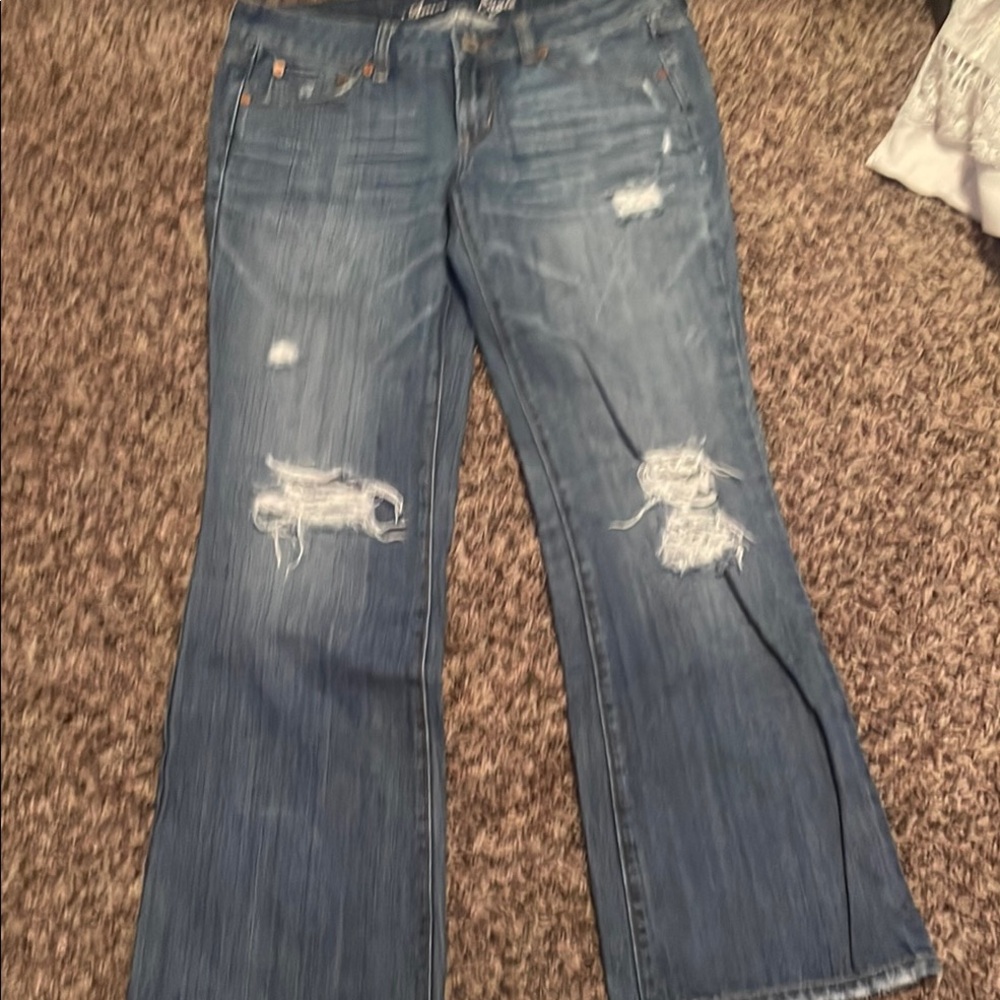 American Eagle Outfitters Blue Boot Cut Distressed Jeans